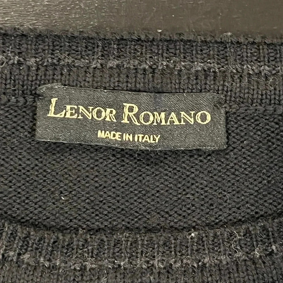Lenor Romano Italian Wool Fine Knit Basketweave Mens Black Sweater size medium - Picture 5 of 11